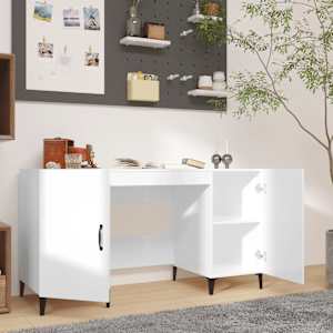 Psací stůl bílý s vysokým leskem 140x50x75 cm kompozitní dřevo - obrázek 3