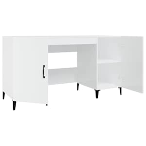Psací stůl bílý s vysokým leskem 140x50x75 cm kompozitní dřevo - obrázek 8