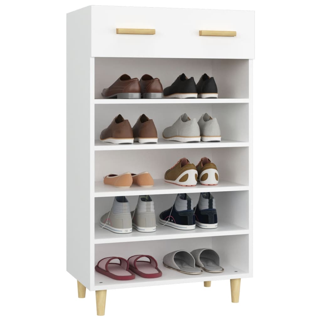 Spintelė batams, baltos spalvos, 60x35x105cm, apdirbta mediena | Stepinfit