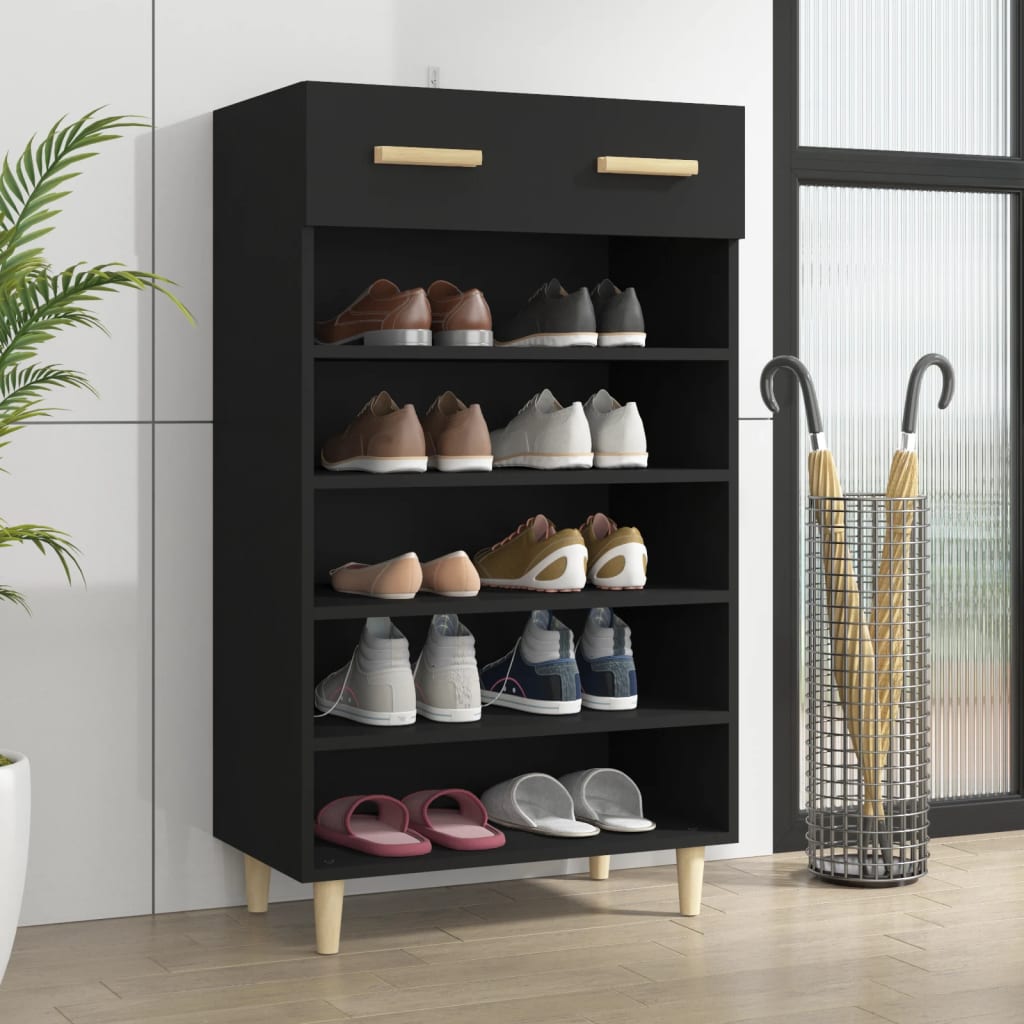 vidaXL Pantofar, negru, 60x35x105 cm, lemn compozit