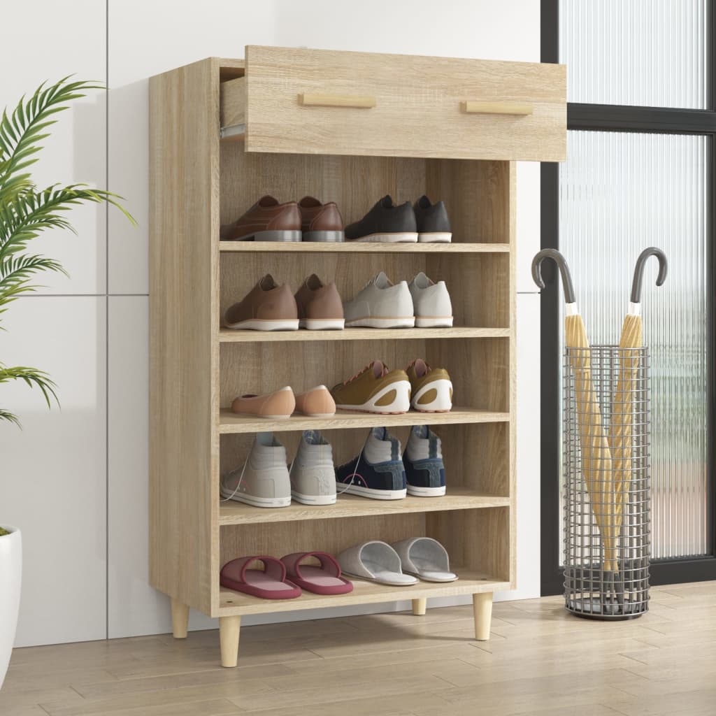 vidaXL Shoe Cabinet Sonoma Oak 60x35x105 cm Engineered Wood