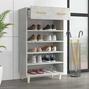 vidaXL Shoe Cabinet Concrete Grey 23.6x13.8x41.3" Engineered Wood