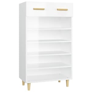 Botník bílý s vysokým leskem 60 x 35 x 105 cm kompozitní dřevo - obrázek 2