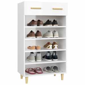 Botník bílý s vysokým leskem 60 x 35 x 105 cm kompozitní dřevo - obrázek 4