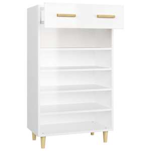 Botník bílý s vysokým leskem 60 x 35 x 105 cm kompozitní dřevo - obrázek 7