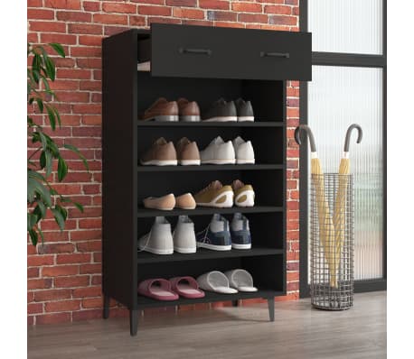 vidaXL Armoire &agrave; chaussures Noir 60x35x105 cm Bois d'ing&eacute;nierie