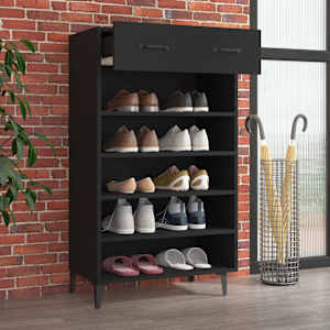vidaXL Armoire &agrave; chaussures Noir 60x35x105 cm Bois d'ing&eacute;nierie