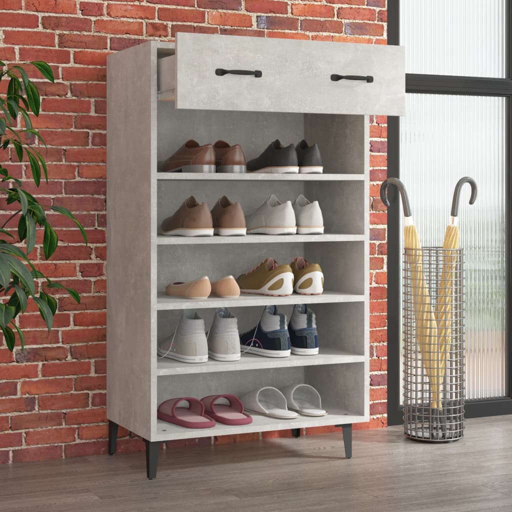 vidaXL Schoenenkast 60x35x105 cm bewerkt hout betongrijs afbeelding