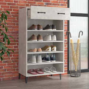 Botník betonově šedý 60 x 35 x 105 cm kompozitní dřevo - obrázek 3