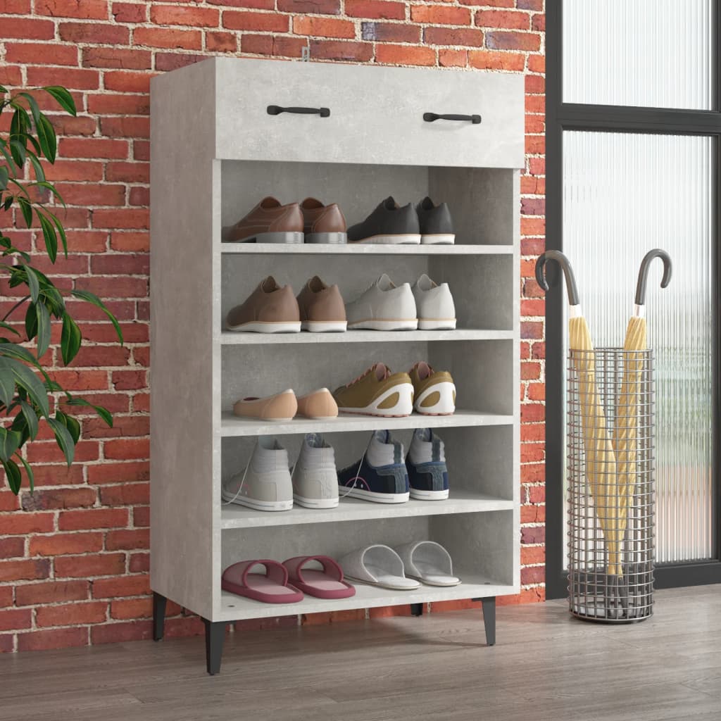 vidaXL Schuhschrank Betongrau 60x35x105 cm Holzwerkstoff