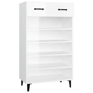 Botník bílý s vysokým leskem 60 x 35 x 105 cm kompozitní dřevo - obrázek 2