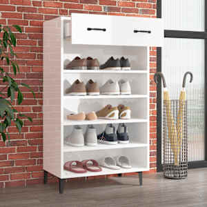 Botník bílý s vysokým leskem 60 x 35 x 105 cm kompozitní dřevo - obrázek 3