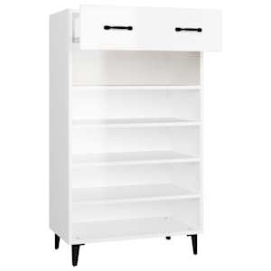 Botník bílý s vysokým leskem 60 x 35 x 105 cm kompozitní dřevo - obrázek 7