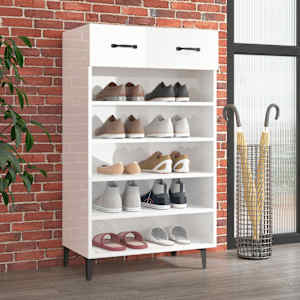 Botník bílý s vysokým leskem 60 x 35 x 105 cm kompozitní dřevo - obrázek 1