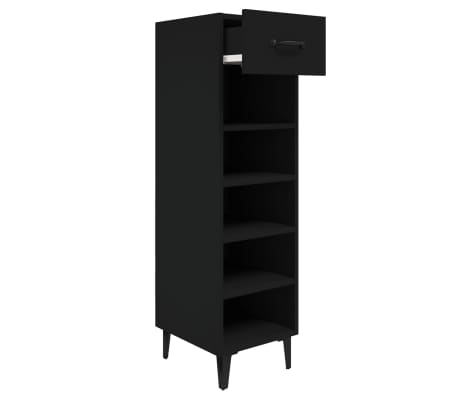 vidaXL Scarpiera Nera 30x35x105 cm in Legno Multistrato