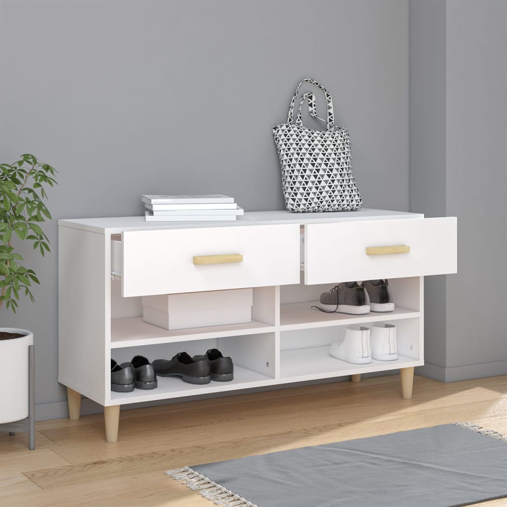 vidaXL Botník biely 102x35x55 cm spracované drevo