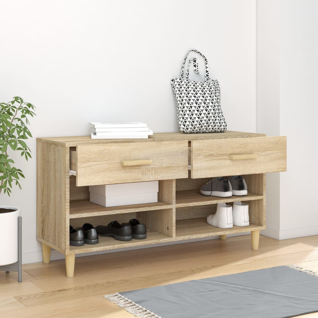 vidaXL Schoenenkast 102x35x55 cm bewerkt hout sonoma eikenkleurig afbeelding