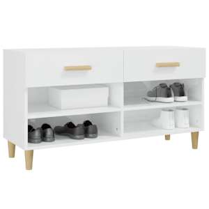 Botník bílý s vysokým leskem 102x35x55 cm kompozitní dřevo - obrázek 4