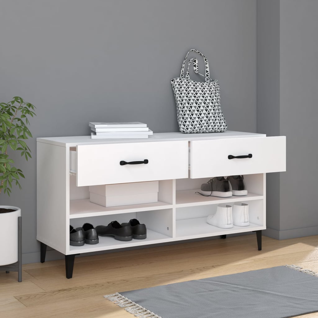 vidaXL fehér szerelt fa cipősszekrény 102x35x55 cm