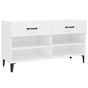 vidaXL jalatsikapp, k&otilde;rgl&auml;ikega valge, 102 x 35 x 55 cm, tehispuit