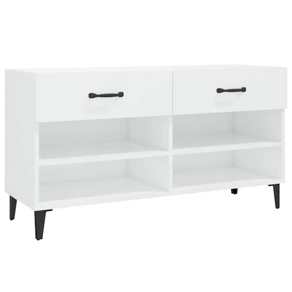vidaXL jalatsikapp, k&otilde;rgl&auml;ikega valge, 102 x 35 x 55 cm, tehispuit