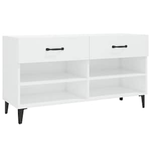 Botník bílý s vysokým leskem 102x35x55 cm kompozitní dřevo - obrázek 2