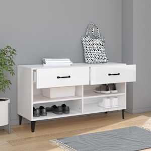 Botník bílý s vysokým leskem 102x35x55 cm kompozitní dřevo - obrázek 3