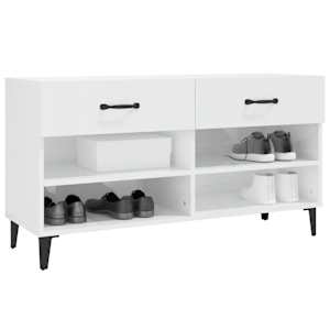 Botník bílý s vysokým leskem 102x35x55 cm kompozitní dřevo - obrázek 4