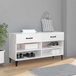 Botník bílý s vysokým leskem 102x35x55 cm kompozitní dřevo - obrázek 1