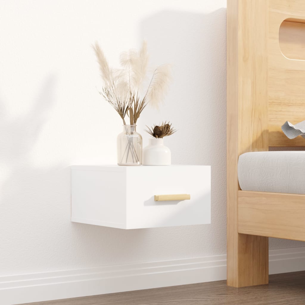 vidaXL Nachtkastjes 2 st wandgemonteerd 35x35x20 cm wit afbeelding