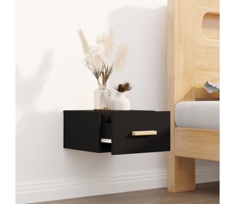 vidaXL Nachtkastje wandgemonteerd 35x35x20 cm zwart