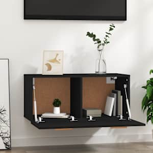 vidaXL Ντουλάπι Τοίχου Μαύρο 80 x 35 x 36,5 εκ. Επεξεργασμένο Ξύλο