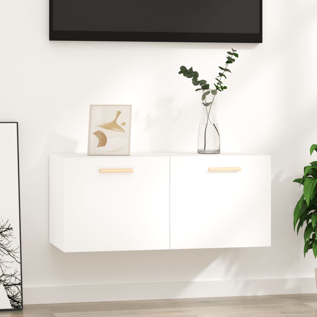 vidaXL Dulap de perete, alb extralucios, 80x35x36,5 cm, lemn compozit