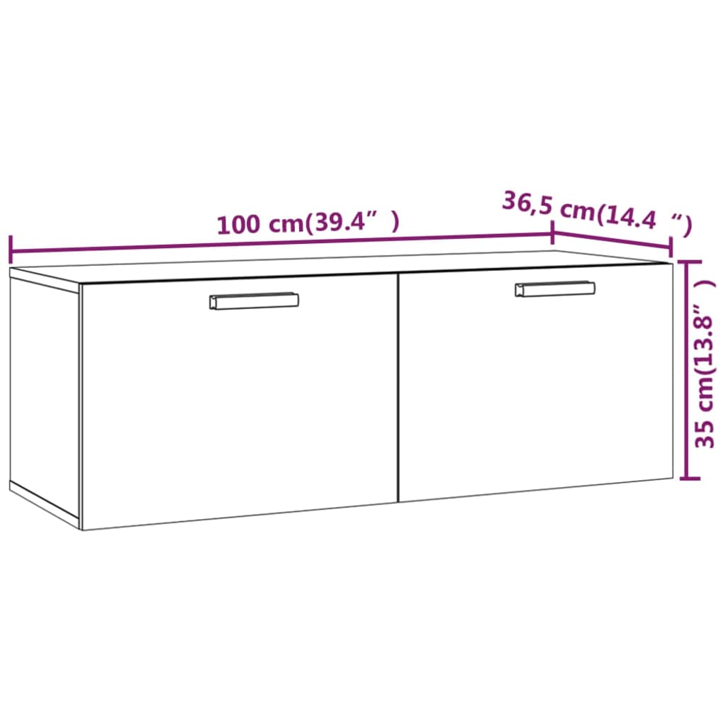 Stenska omarica bela 100x36,5x35 cm konstruiran les