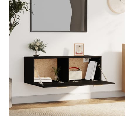 vidaXL Wall Cabinet Black 100x36.5x35 cm Engineered Wood