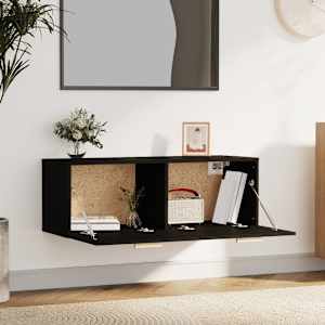 vidaXL Wall Cabinet Black 100x36.5x35 cm Engineered Wood