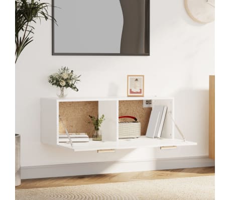 vidaXL Wall Cabinet High Gloss White 100x36.5x35 cm Engineered Wood