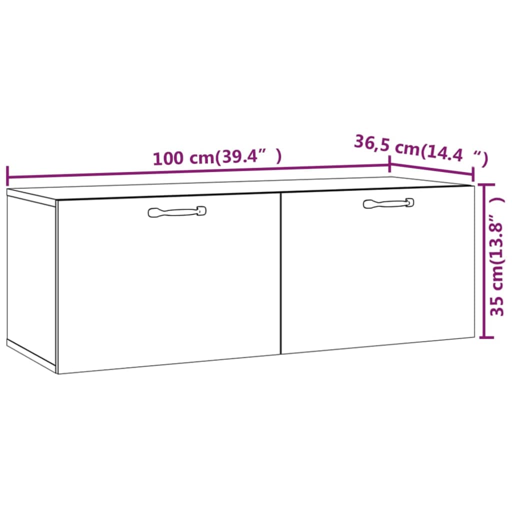 imagem de vidaXL Armário parede 100x36,5x35 cm derivados de madeira branco10