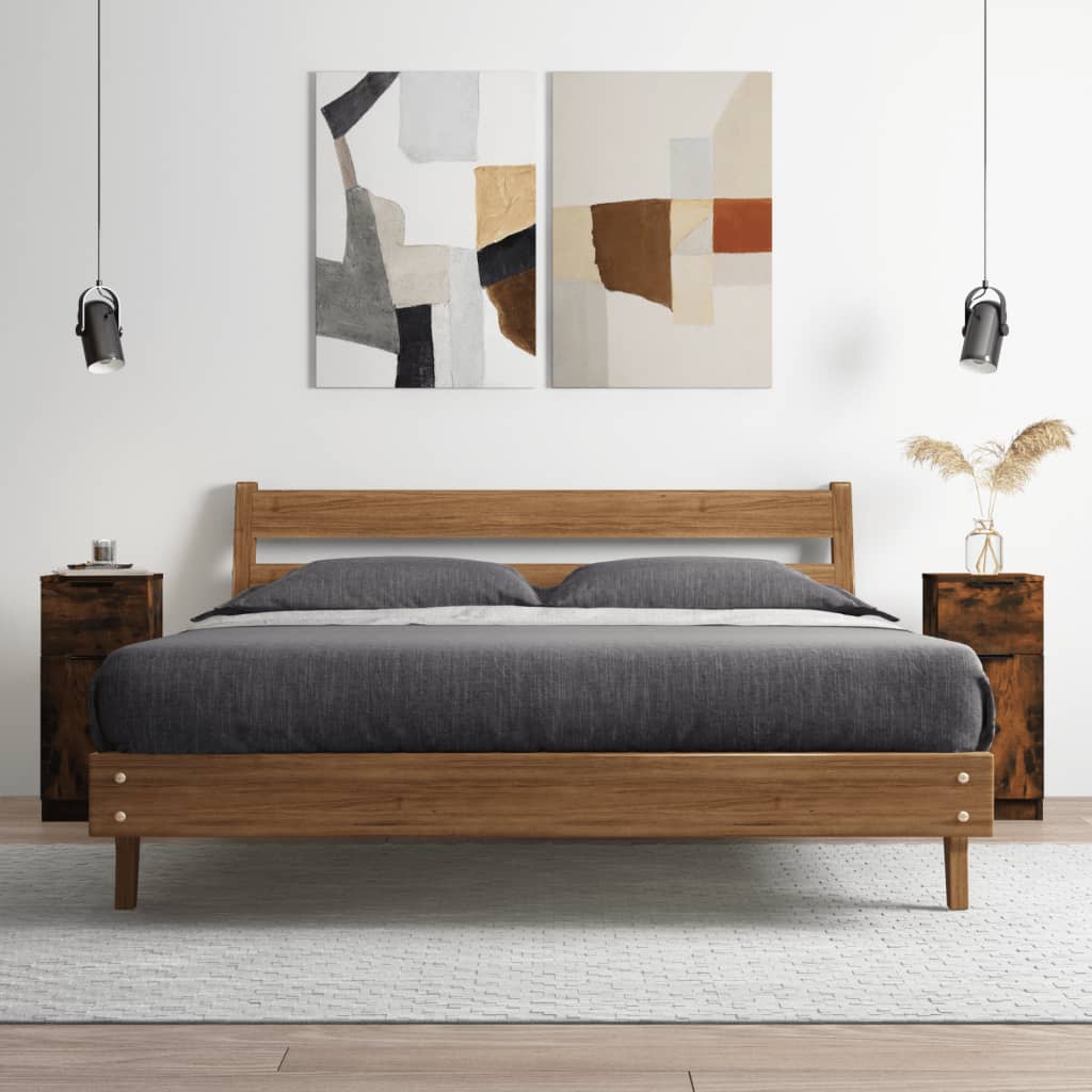 vidaXL Dressoirs 2 st 30x30x70 cm bewerkt hout gerookt eikenkleurig afbeelding