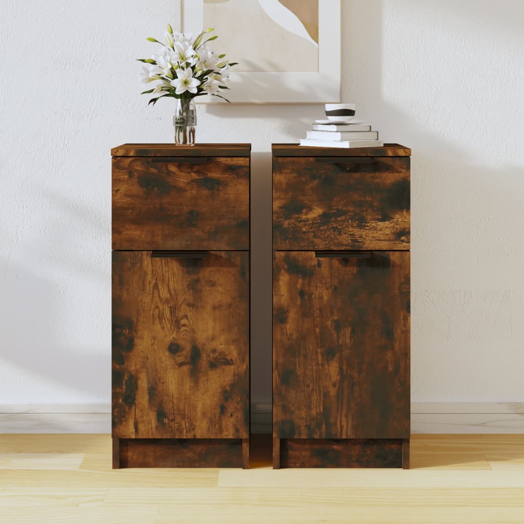 vidaXL Sideboards 2 Stk. Räuchereiche 30x30x70 cm Holzwerkstoff