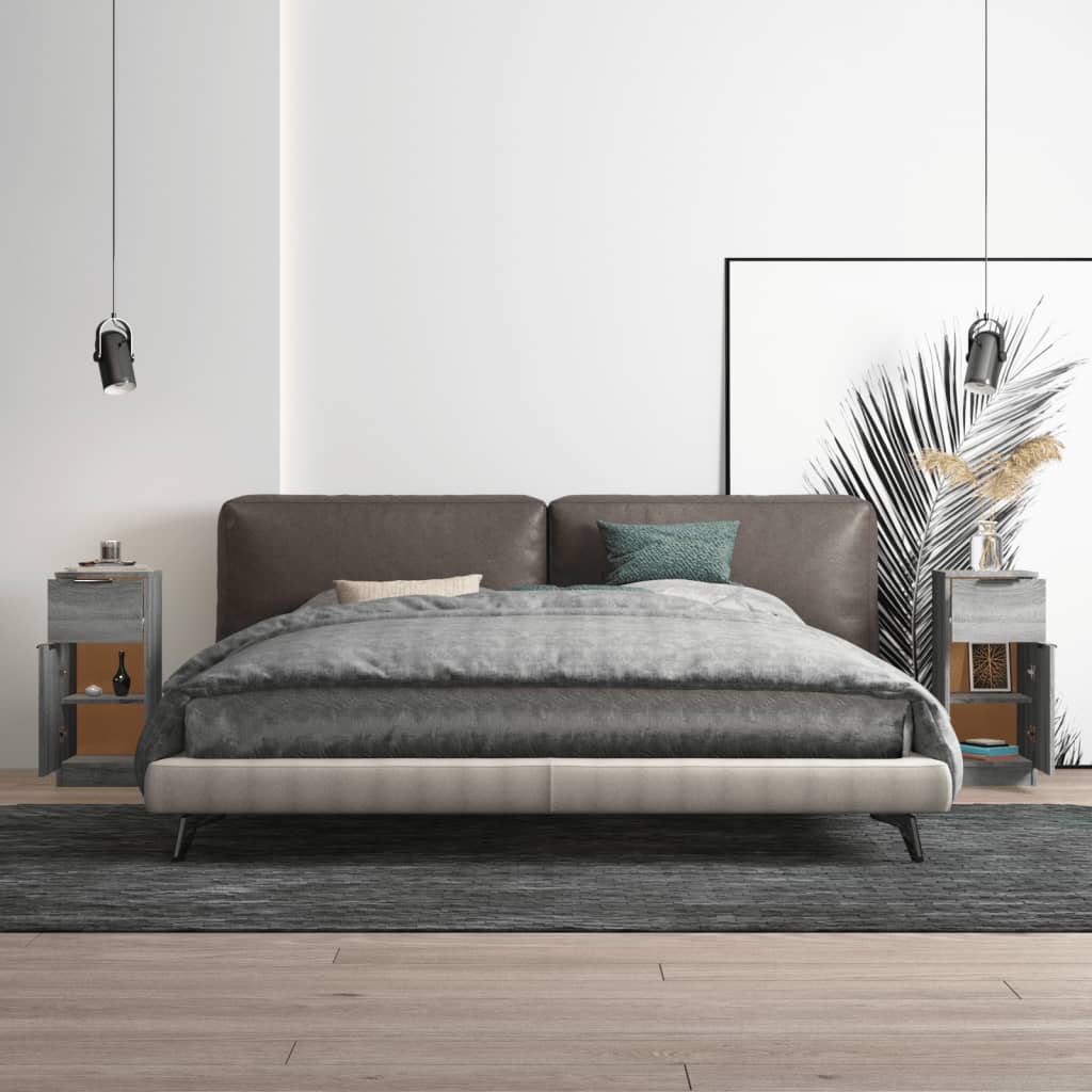 vidaXL Dressoirs 2 st 30x30x70 cm bewerkt hout grijs sonoma eikenkleur afbeelding