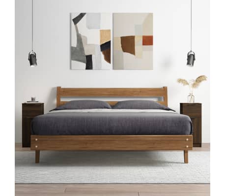 vidaXL Сайдборди, 2 бр, Кафяв дъб, 30x30x70 см, инженерно дърво