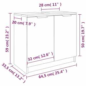 Koupelnová skříňka kouřový dub 64,5x33,5x59 cm kompozitní dřevo - obrázek 11