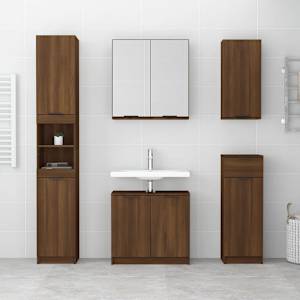 vidaXL Bathroom Cabinet Brown Oak 64.5x33.5x59 cm Engineered Wood