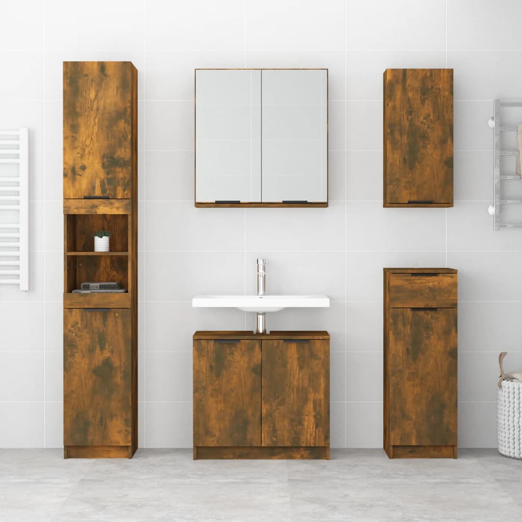 vidaXL Badkamerkast met spiegel 64x20x67 cm gerookt eikenkleurig afbeelding
