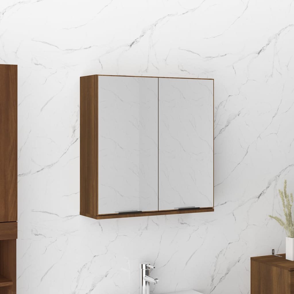 Billede af vidaXL badeværelsesskab med spejl 64x20x67 cm brun egetræsfarve