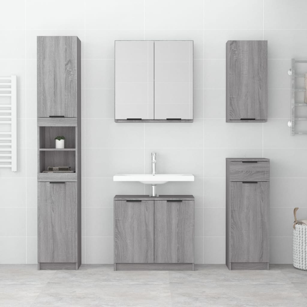 vidaXL Badkamerkast 32x34x188,5 cm bewerkt hout grijs sonoma eiken afbeelding