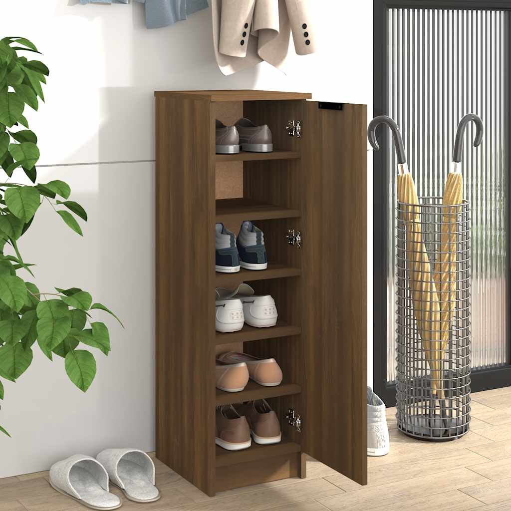 vidaXL Schoenenkast 30x35x100 cm bewerkt hout bruin eikenkleur afbeelding