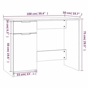 Psací stůl kouřový dub 100 x 50 x 75 cm kompozitní dřevo - obrázek 9