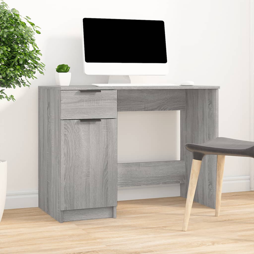 7: vidaXL skrivebord 100x50x75 cm konstrueret træ grå sonoma-eg